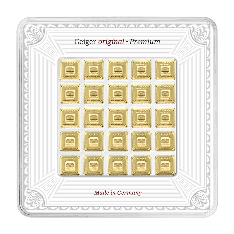 Goldbarren Geiger original - Multicard 25 x 1 g .9999 quadratisch