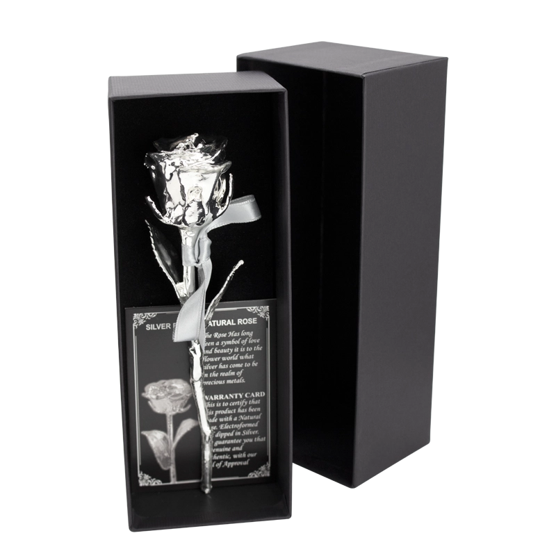 Echte Rose beschichtet mit Silber 16 cm