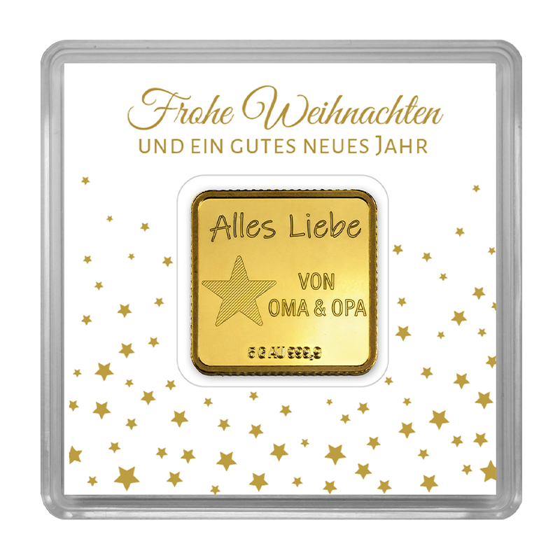 Gravurbarren quadratisch - 5 g Gold .9999 zur Individualisierung - mit Zertifikat