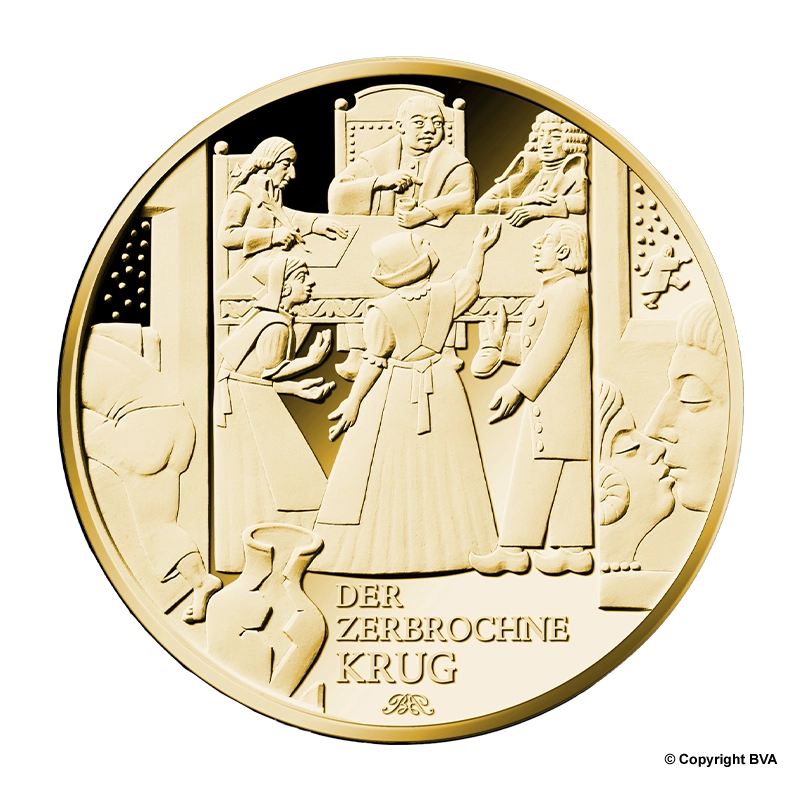 "Der zerbrochene Krug (Kleist)" 2024 - Deutschland 100 Euro 1/2 oz Goldmünze - verschiedene Prägestätten