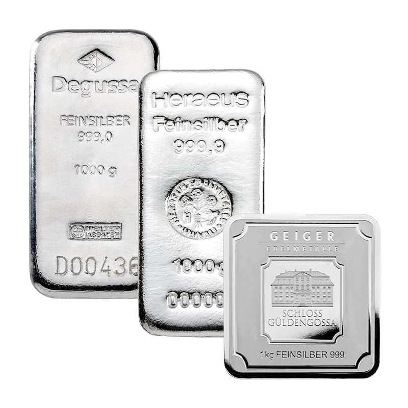 Silberbarren - 1 kg .999 - verschiedene Hersteller