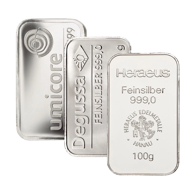 Silver Bar - 100 g fine silver .999 - Heraeus