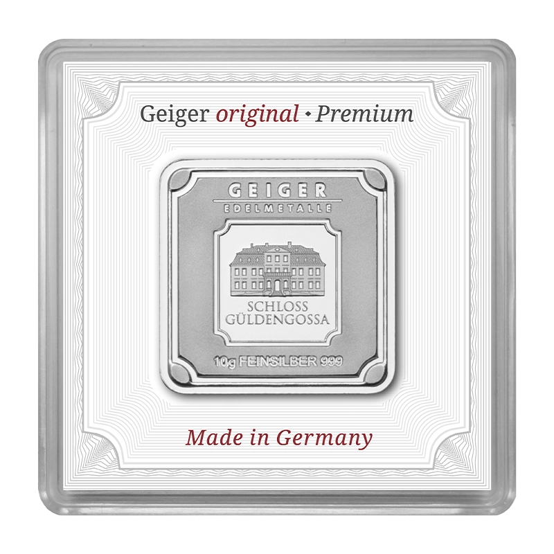 Silver Bar Geiger original - 10 g .999 square in capsule