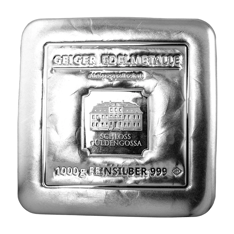 Silver Bar Geiger original 1.000 g  - cast .999 vaccum sealed