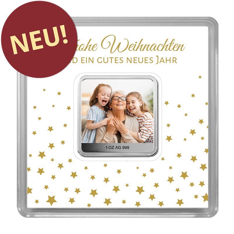 printed bar square - 1 oz silver .999 for individualization - with certificate