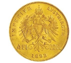 4 Florin (Gulden) - Österreich 2,90 g Goldmünze
