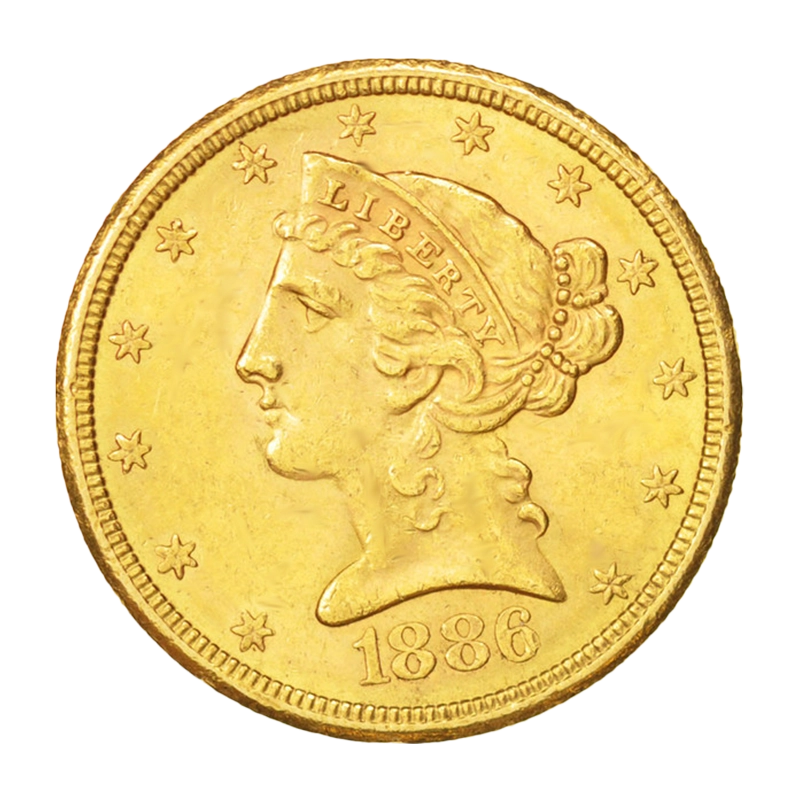 Liberty Head: Half Eagle Coronet - USA 5 USD Goldmünze