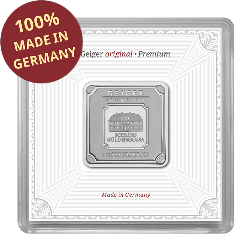 Silberbarren Geiger original - 1 oz .999 quadratisch in Kapsel