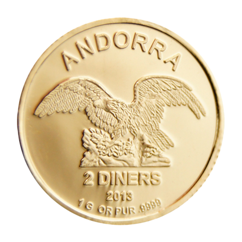 Andorra Eagle 2 Diners Fine Goldcoin 1 g .999