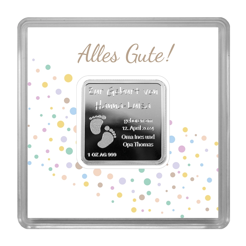 Beispiel Gravurbarren Geburt