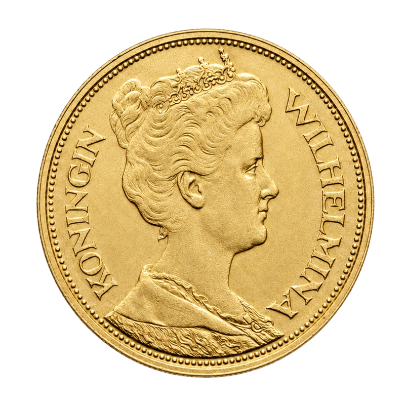 Wilhelmina (5 Gulden) gold coin - Netherlands