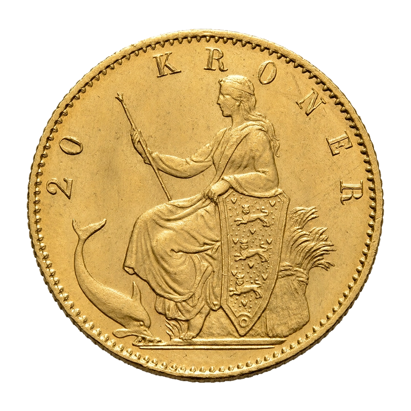 20 Kronen Dänemark, 8,06 g Goldmünze 1873-1900