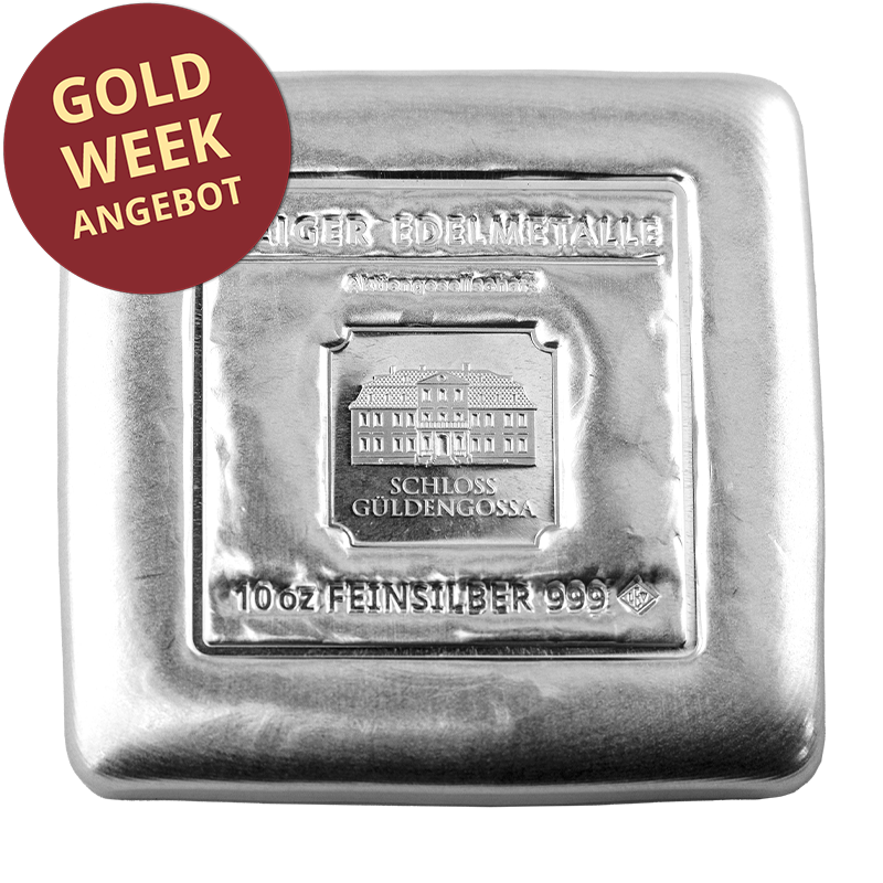 Silberbarren Geiger original - 10 oz gegossen quadratisch .999