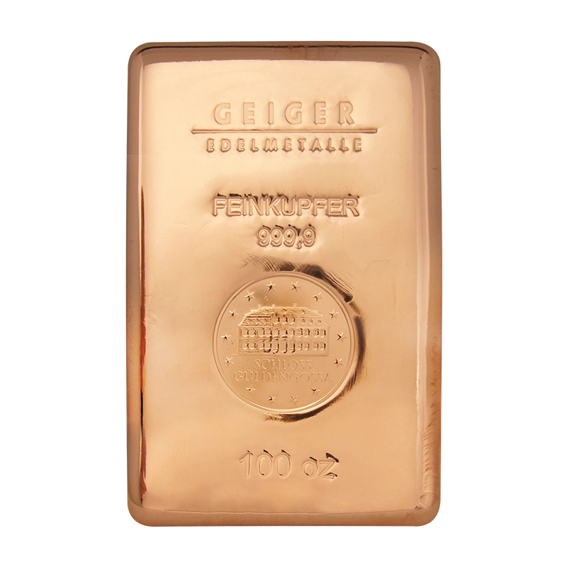 Copper Bar Schloss Güldengossa - 100 oz .9999 cast