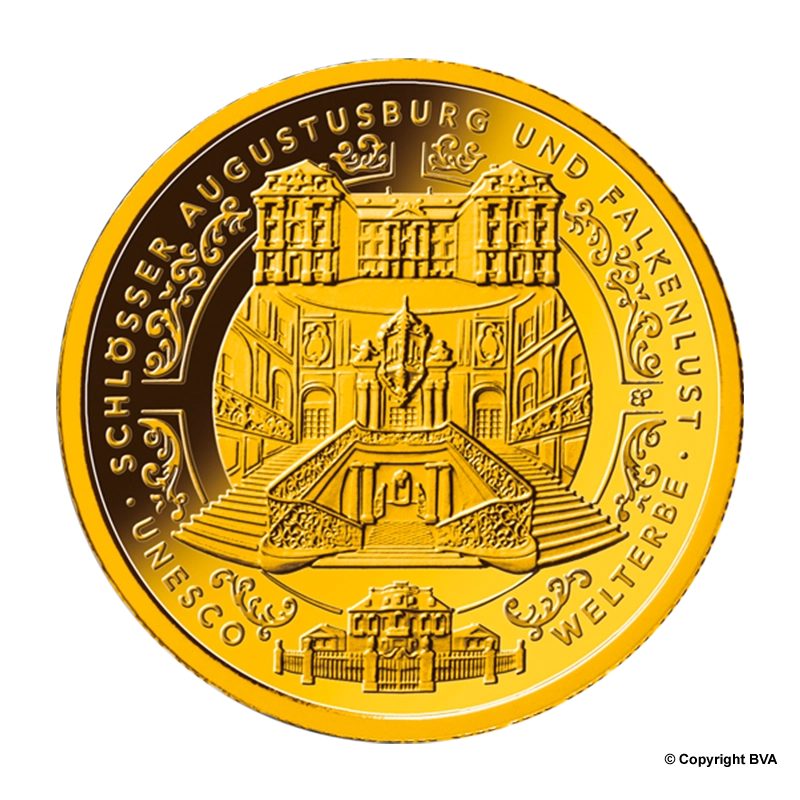 "Schlösser Augustusburg und Falkenlust" 2018 - Deutschland 100 Euro 1/2 oz Goldmünze