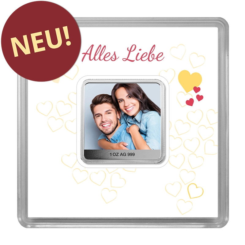 Druckbarren quadratisch - 1 oz Silber .999 zur Individualisierung - mit Zertifikat