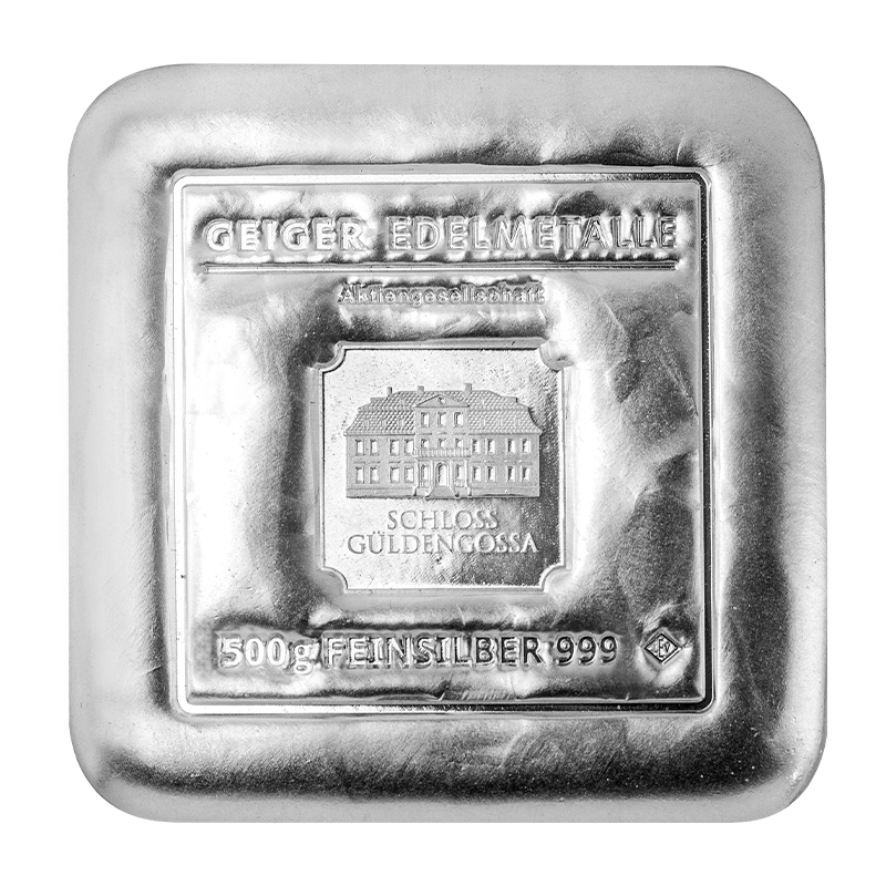 Silver Bar Geiger original 500 g  - cast .999 vaccum sealed