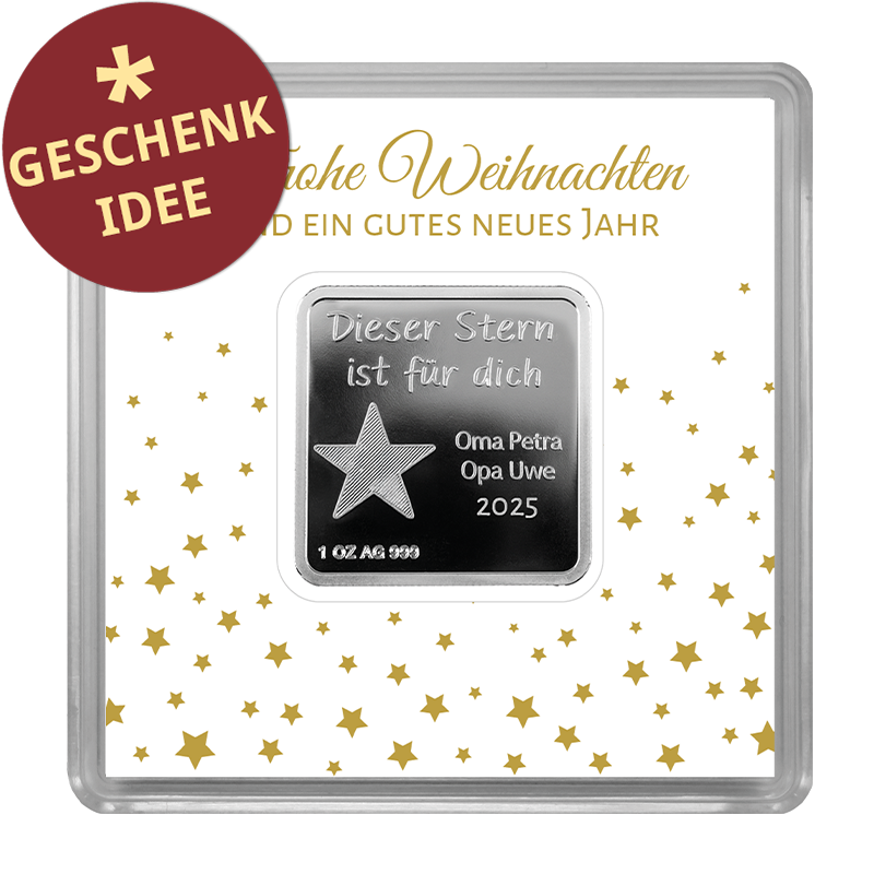 Gravurbarren quadratisch - 1 oz Silber .999 zur Individualisierung - mit Zertifikat