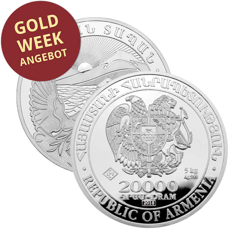 Arche Noah - Armenien 5 kg Silbermünze, diverse Jahrgänge