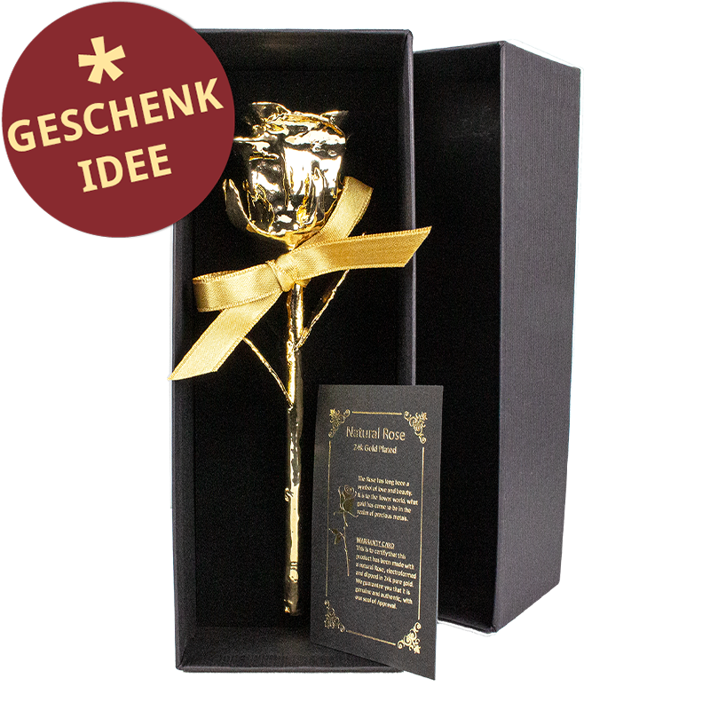 Echte Rose beschichtet mit reinstem Feingold, 16 cm