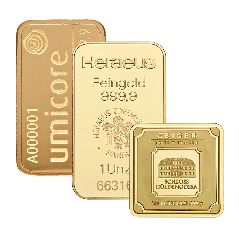Goldbarren - 1 oz .9999 - verschiedene Hersteller
