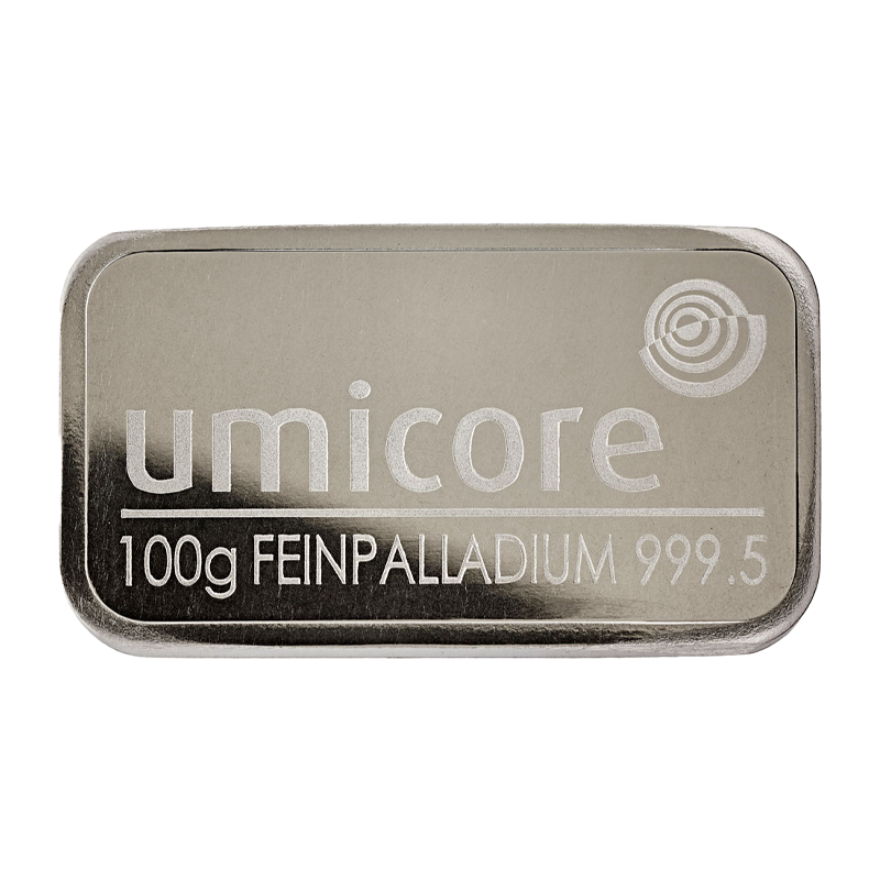 Palladiumbarren - 100 g .9995 - Zollfreilager Kloten