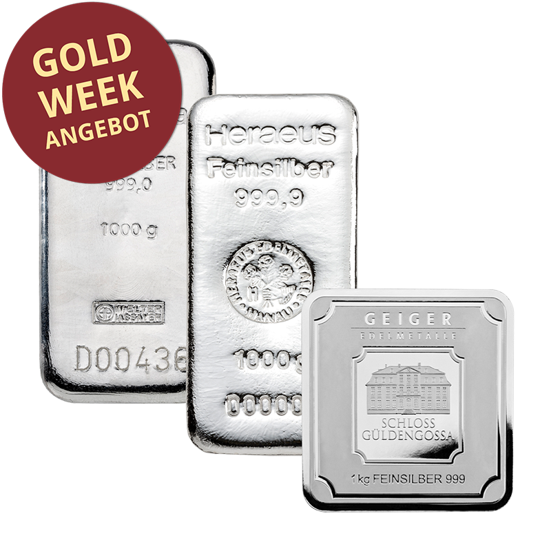 Silberbarren - 1 kg .999 - verschiedene Hersteller