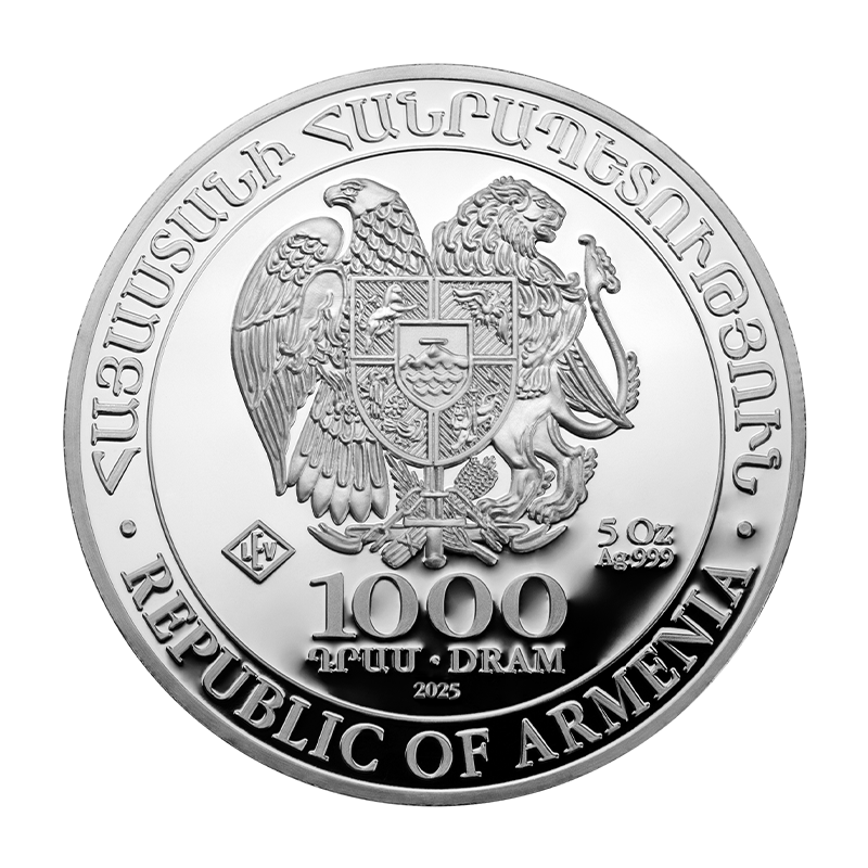 regular tax Noahs Ark 2025 Armenia 5 oz silver coin .999 1.000 Dram